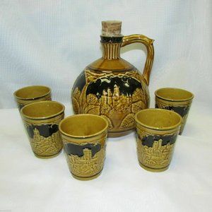Vintage Liquor Decanter Set Mid-Century Ceramic Pottery Please Read Description